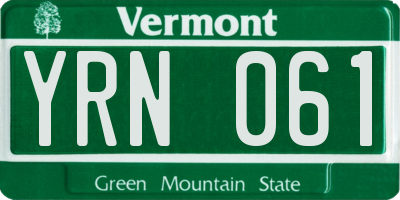 VT license plate YRN061