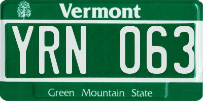 VT license plate YRN063