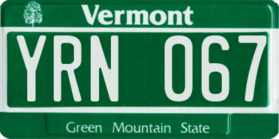 VT license plate YRN067
