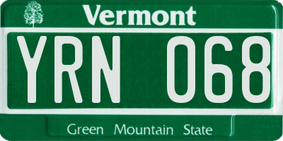 VT license plate YRN068