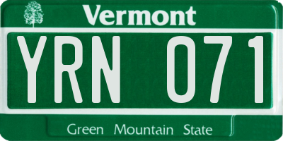 VT license plate YRN071