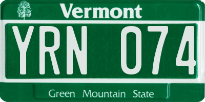 VT license plate YRN074