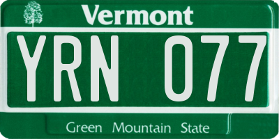 VT license plate YRN077