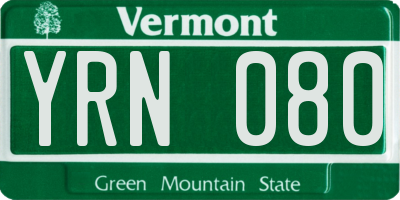 VT license plate YRN080