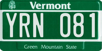 VT license plate YRN081