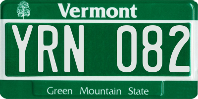 VT license plate YRN082