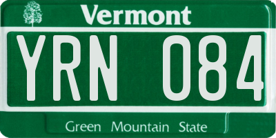 VT license plate YRN084