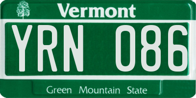 VT license plate YRN086