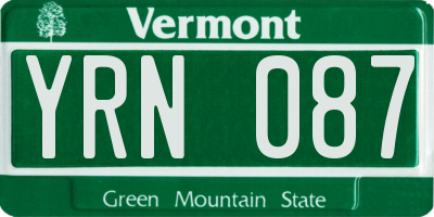 VT license plate YRN087