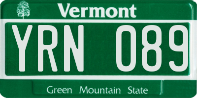 VT license plate YRN089