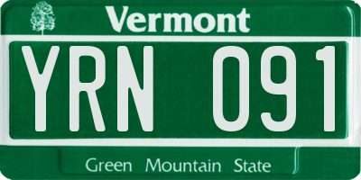 VT license plate YRN091