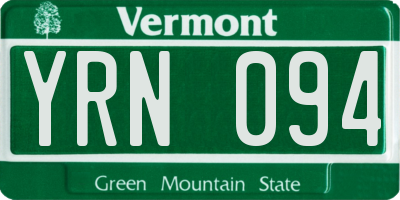 VT license plate YRN094