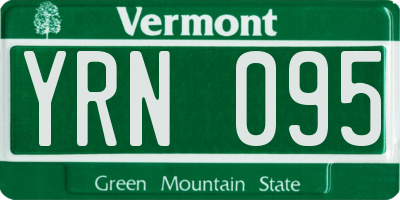 VT license plate YRN095