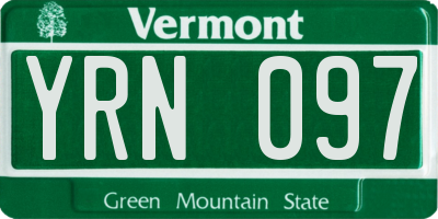 VT license plate YRN097
