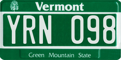 VT license plate YRN098