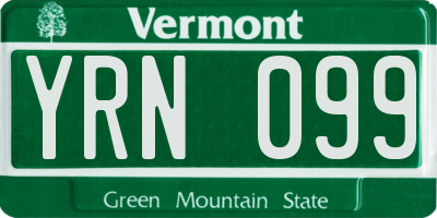VT license plate YRN099