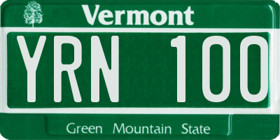 VT license plate YRN100