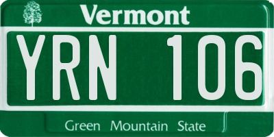 VT license plate YRN106