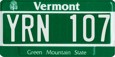 VT license plate YRN107