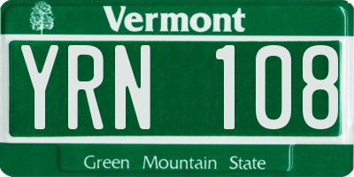 VT license plate YRN108