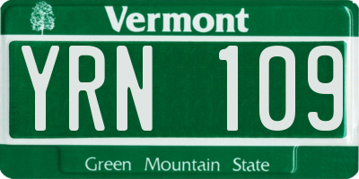 VT license plate YRN109
