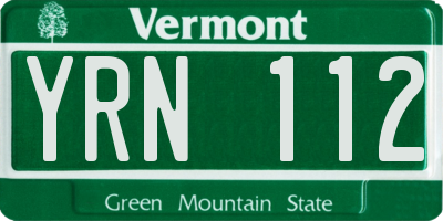 VT license plate YRN112