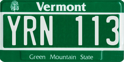 VT license plate YRN113