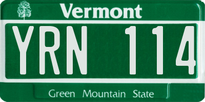 VT license plate YRN114