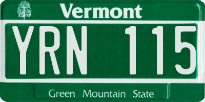 VT license plate YRN115