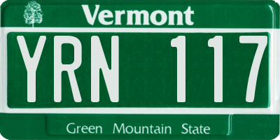 VT license plate YRN117