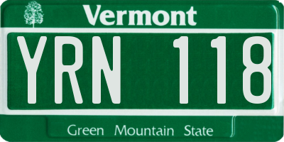 VT license plate YRN118