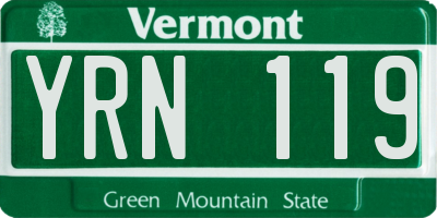 VT license plate YRN119