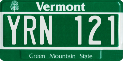 VT license plate YRN121