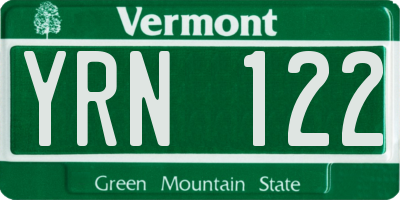 VT license plate YRN122