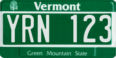 VT license plate YRN123