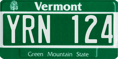 VT license plate YRN124