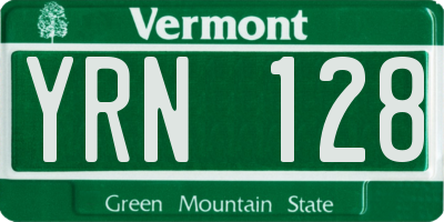 VT license plate YRN128