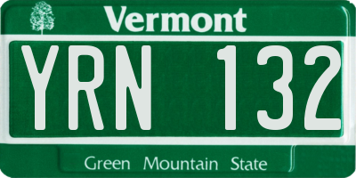 VT license plate YRN132