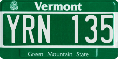 VT license plate YRN135