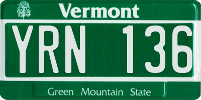 VT license plate YRN136