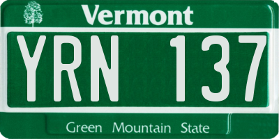 VT license plate YRN137
