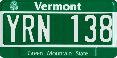 VT license plate YRN138