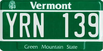 VT license plate YRN139
