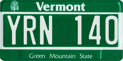VT license plate YRN140