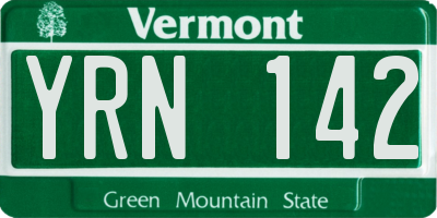 VT license plate YRN142