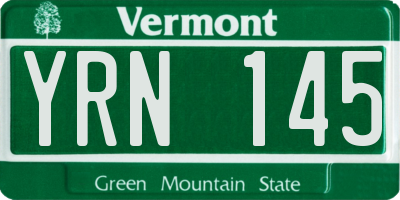 VT license plate YRN145
