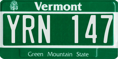VT license plate YRN147