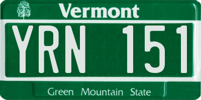 VT license plate YRN151