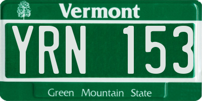 VT license plate YRN153