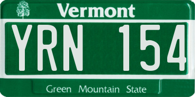 VT license plate YRN154